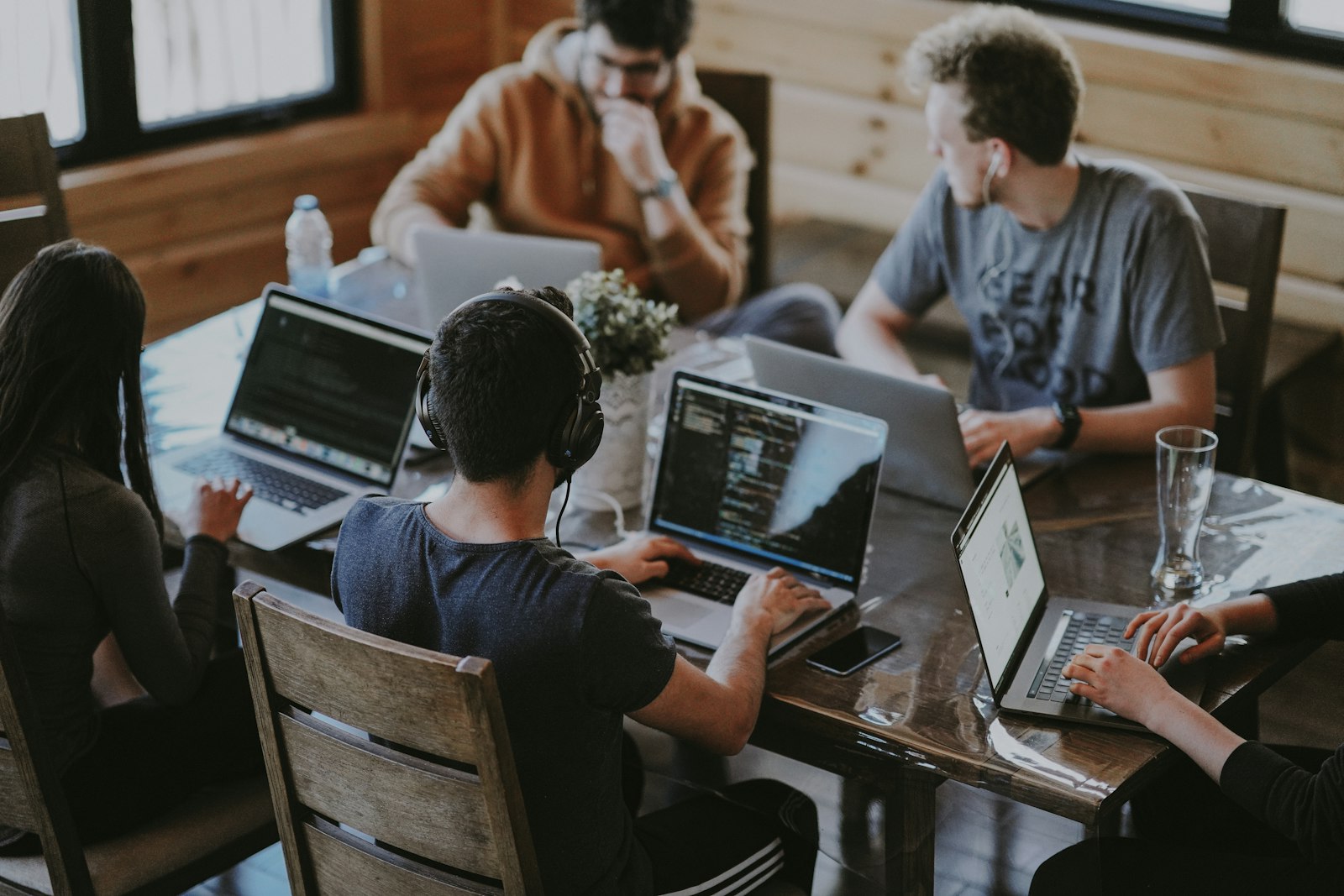 The team collaborating on a project