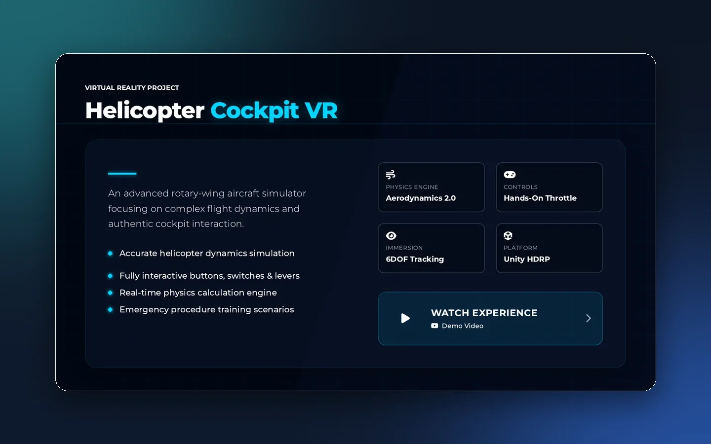 Helicopter Cockpit VR — VR project by Hash Media